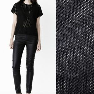 Storm & Marie Mesh Effect Sheer Black Top